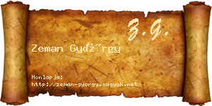 Zeman György névjegykártya